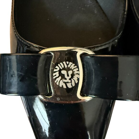 Anne Klein black patent leather dress pump with front bow women's size 6M - Picture 7 of 10